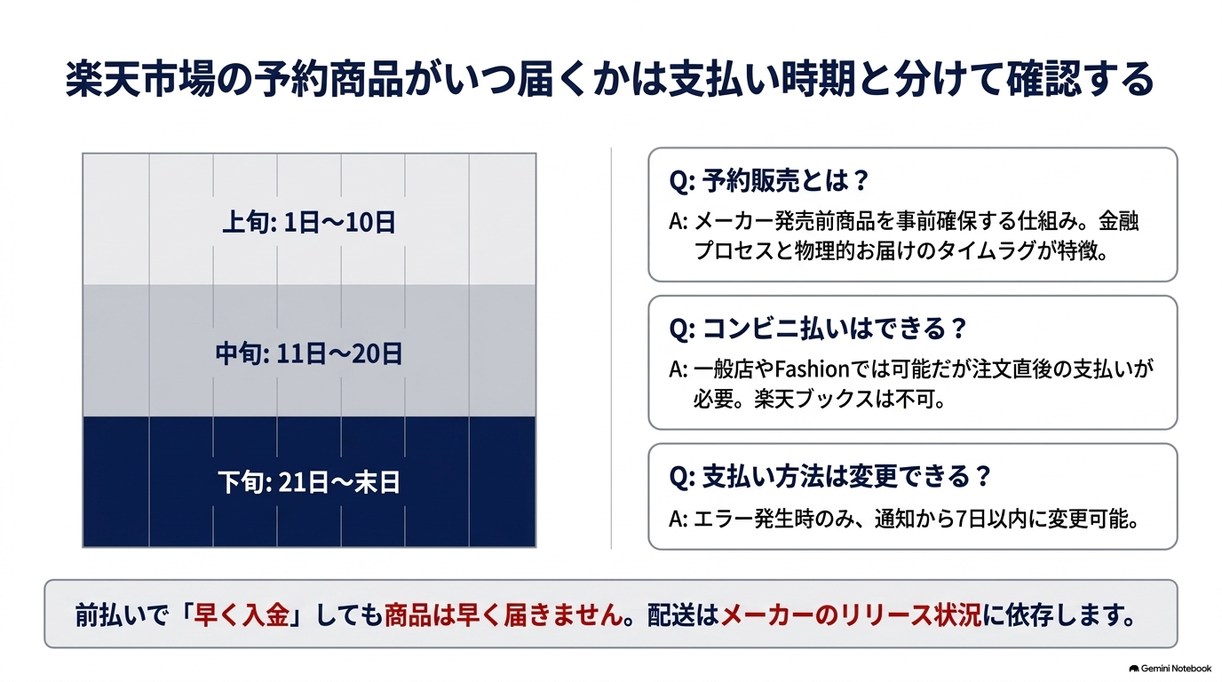 楽天の予約商品の支払いがいつになるか確認するときの注意点