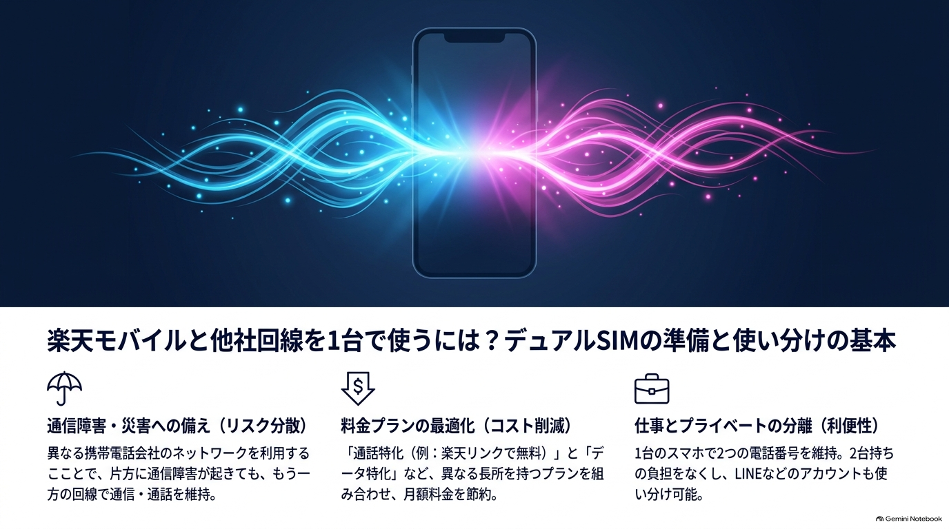 楽天モバイルと他社回線を1台で使うには?デュアルSIMの準備と使い分けの基本
