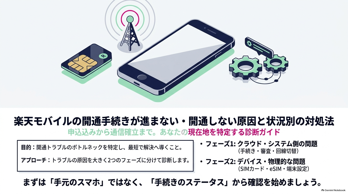 楽天モバイルの開通手続きが進まない・開通しない原因と状況別の対処法