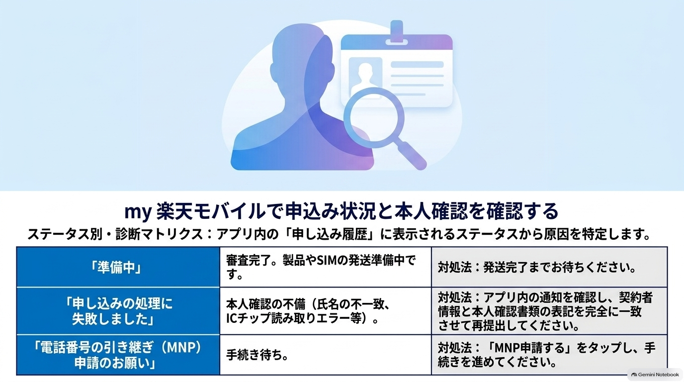 my 楽天モバイルで申込み状況と本人確認を確認する