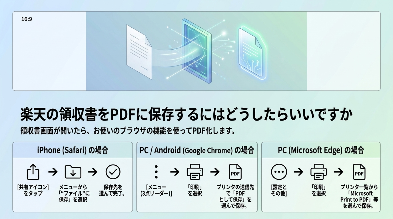 楽天の領収書をPDFに保存するにはどうしたらいいですか
